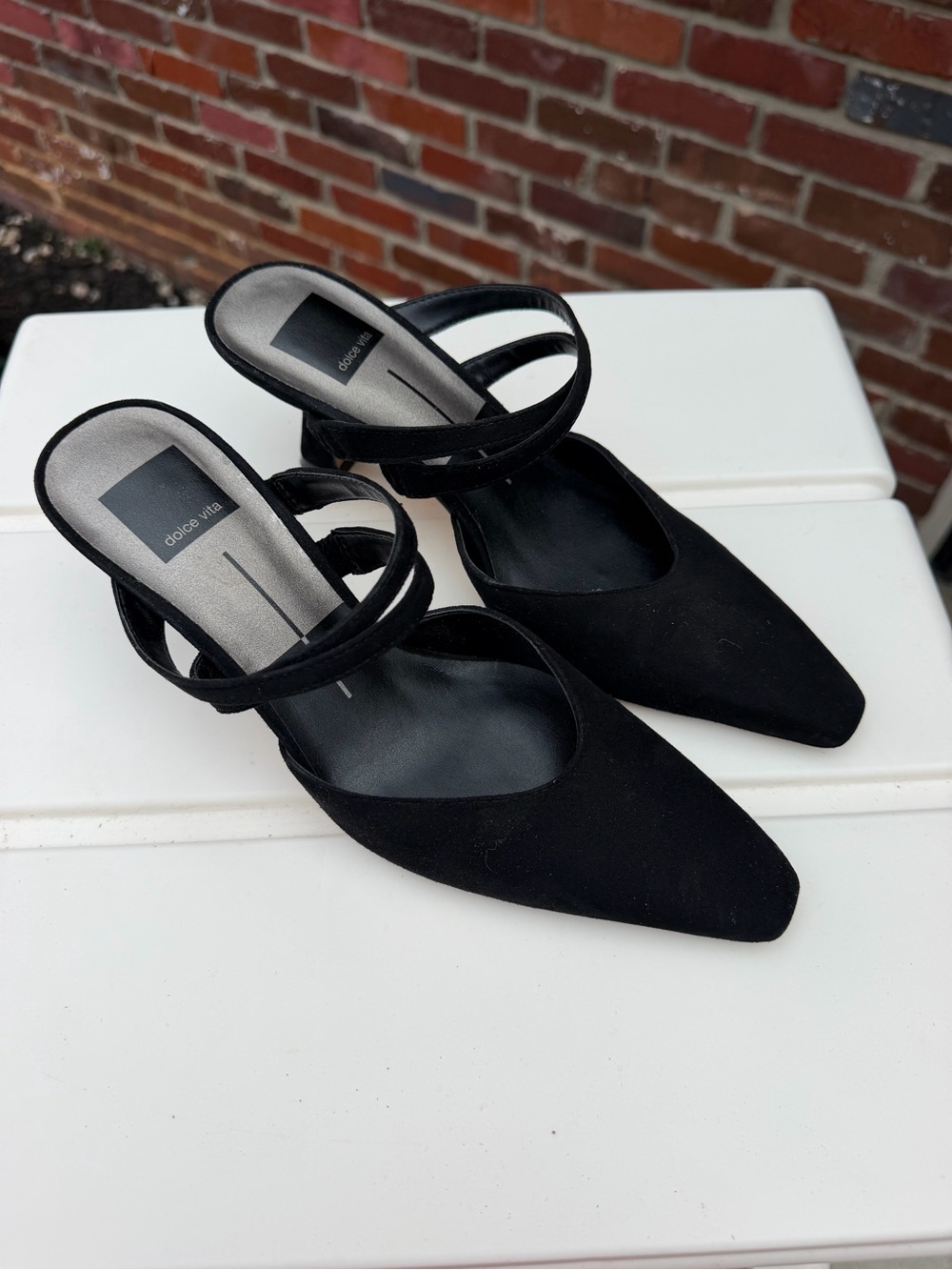Dolce Vita Black Suede Pointed Toe Strappy Heels